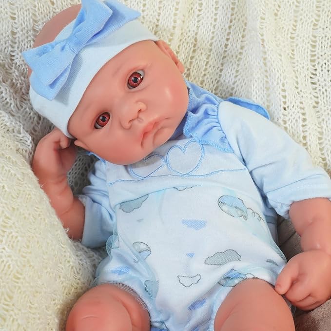 16.14 in Full Silicone Reborn Baby Dolls, 1:1 Lifelike Newborn Dolls Non Vinyl Realistic Reborn Toddler Dolls Boy Washable Sleeping Doll