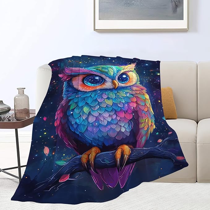 Owl Blanket Cute Owl Throw Blanket Gifts for Women Girls Men Boys Kids Adults Super Soft Cozy Plush Fluffy Fuzzy Fleece Blanket Decor 50''X60''