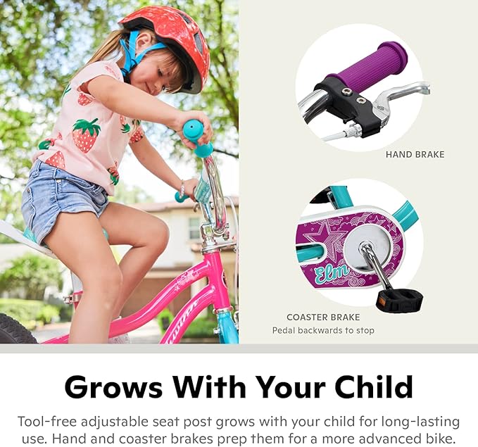 Schwinn Elm and Koen Bike or Balance Bike, 12-20 Inch Bike for Kids Ages 2-13, Black, Blue, Red, Teal, Pink or Purple, SmartStart Ergonomic Design, Adjustable Seat Grows with Child, Training Bicycle