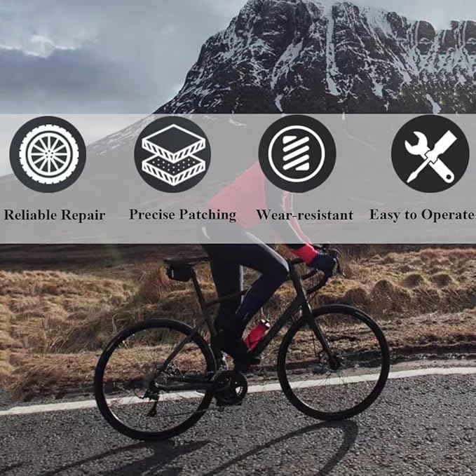 Bike Tire Patch Kit，Bike Repair Patch Bicycle Inner Tire Patch Repair Tool Kit for Road Mountain Bike Motorcycle