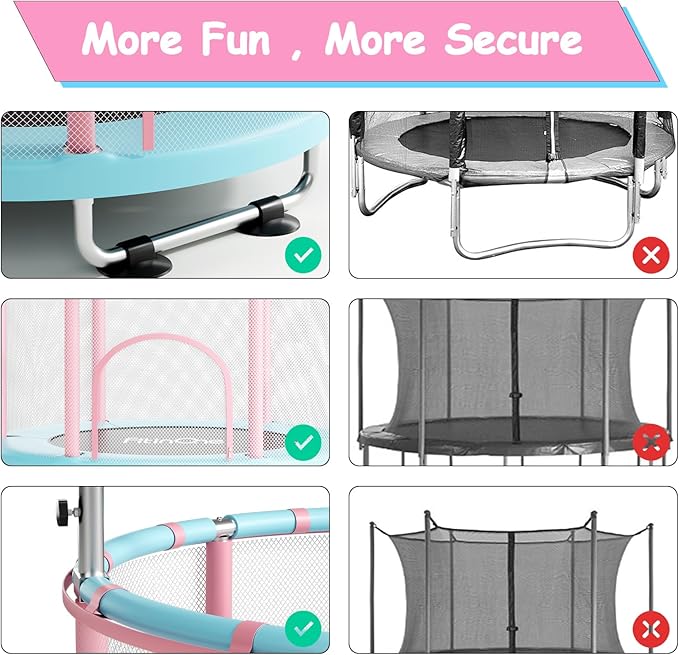 55" Toddler Mini Trampoline for Kids, Indoor Outdoor Toys with Swing, 440lbs Baby Kids Trampoline, Gymnastics Bar, Birthday Gifts for Boy Girl Age 1-8