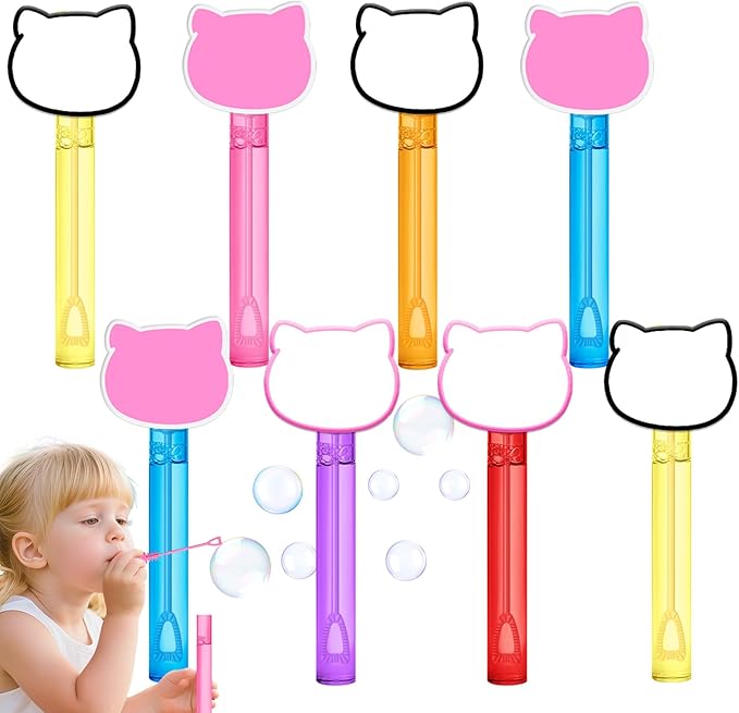 AFZMON Kitten Cat Bubble Wands for Kids, Kitty Mini Bubbles Birthday Gift Toy Party Favors Goodie Bag Stuffers Pinata Classroom Prizes Supplies