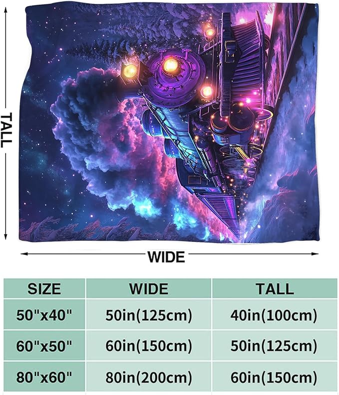 Train Blanket for Boys, Steam Train Flannel Throw Blanket, Lightweight Soft Cozy Fleece Stuff Blankets Gifts for Kids Girls Couch Sofa Bed 60" x 50"