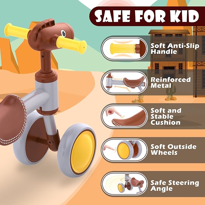 Baby Balance Bike for 1-2 Year Old Boy Girl, Balance Bike for 12-24 Months 4 Wheels Toddler Balance Bike, Baby Bike 1+ Years Toy First Birthday Gifts