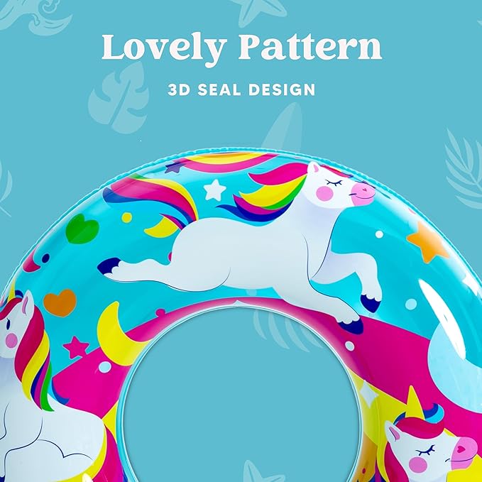JOYIN 3 Pack Pool Floats, Pool Tube for Kids Swim Rings Inflatable Tubes, Unicorn Sea Animal Tubes Floatie Ring Water Toys for Swimming, Summer Beach Party