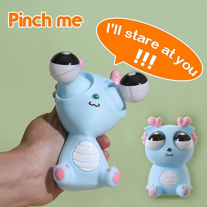 Pop-Out Eye Dragon Squeeze Toy - Stress Relief Sensory Squishy for Adults, Funny Anti-Stress Ball, Ideal Anxiety Toy for Party Favors and Gifts (Pink)