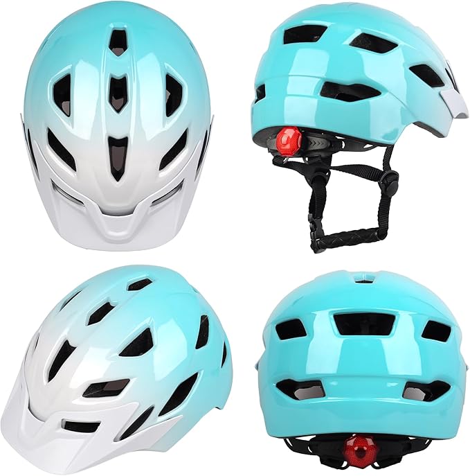Kids Bike Helmet,Bavilk Kids Boys Girls Bike Helmets with LED Light Detachable Visor Children Youth Teen Multi-Sport for Skating Cycling Scooter Skateboard Adjustable & Lightweight 19.7"-22.4"