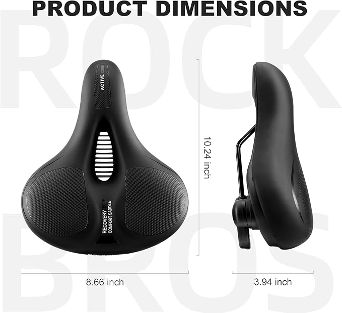 ROCKBROS Bike Seat Cushion for Men Women with Handle & Dual Shock Absorbing Ball Memory Foam - 3 Zone Concept Bike Saddle, Soft Wide Waterproof Mountain Bicycle Accessories