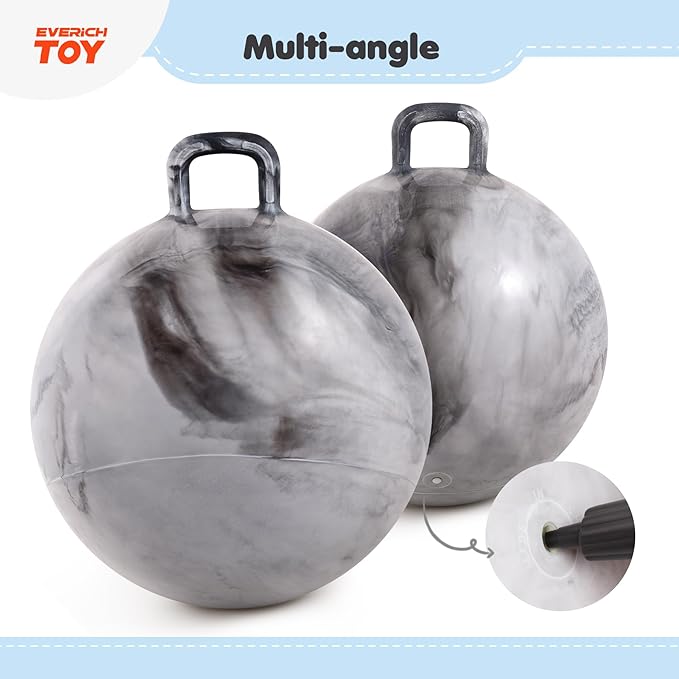 EVERICH TOY Hopper Ball for Kids 4-8, 18In Hoppity Hop Ball, Grey Clouds Sit On Bouncy Balls with Handle, Indoor Outdoor Jumping Hopping Toys for Boys & Girls Gifts with Pump