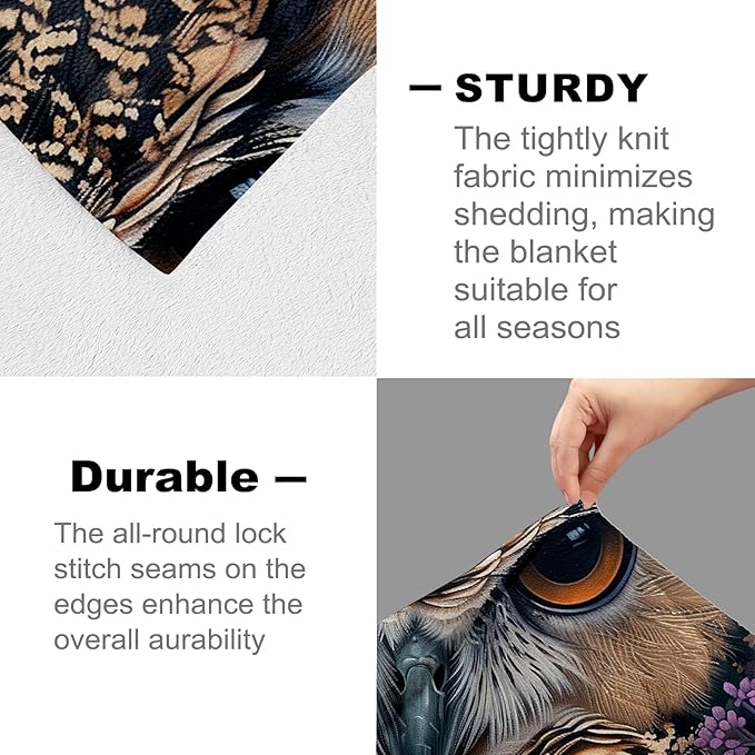 Owl Blanket for Women Kids Adults, Flannel Owl Blankets Gifts, Flower Floral Owl Throw Blanket for Sofa Couch Bed Living Room Soft Warm Cozy Owl Decor 80" x 60"