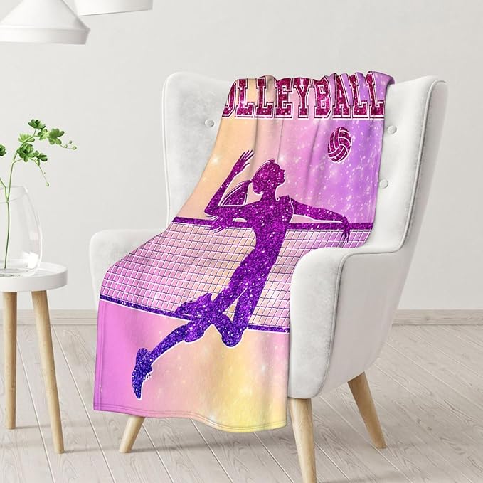 Volleyball Blanket Gifts for Girls- 30x40 Inches Sport Throw Blanket for Babies Kids- Pink Soft Fuzzy Nap Blankets for Couch Sofa- Volleyball Lovers Gifts