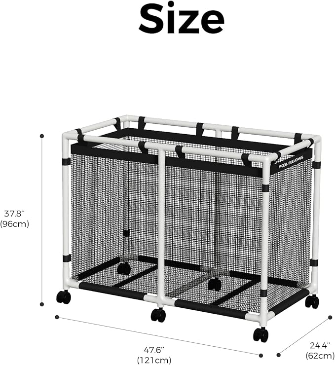 Pool Storage Bin, 142 Gallons, Holder for Noodles, Toys, Floats, Towels, Mesh Organizer for Swimming Equipments, Basic Plus Style