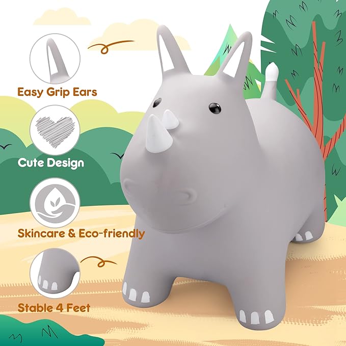 PlayZap Bouncy Horse Hopper, Bouncy Animals Hopper for Toddlers, Inflatable Jumping Ride on Bouncer, Kids Hopping Toys for 18M 2 3 Years Old Kids Boys Girls Gifts