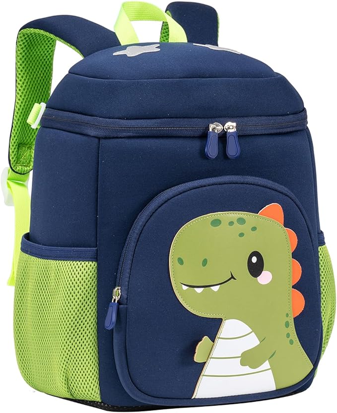 kids schoolbag with diving fabric and breathable pads - lightweight reflective backpack for boys and girls (black, Large)