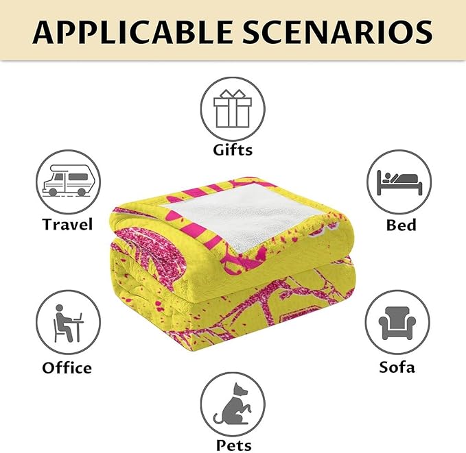 Softball Gifts for Girls 8-12 - 50x60 Inches Softball Throw Blanket for Teen Girls - Yellow Warm Cozy Blankets for Couch, Bed & Travel