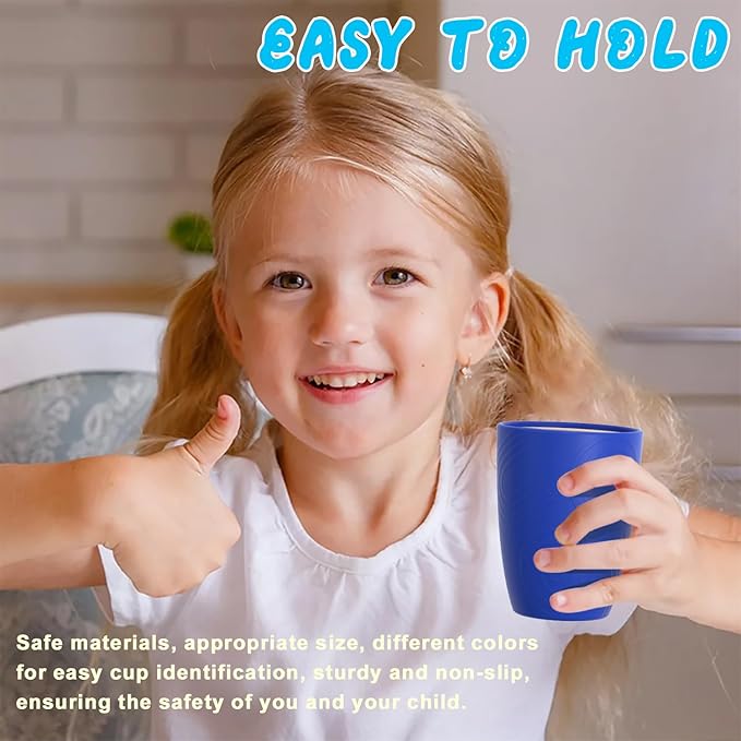 Homienly Wheat Straw Drinking Glasses Set of 4, Unique Texture Reusable Kids Cups, Stackable for Kitchen, Home, Party, Camping, Dishwasher Safe Tumbler 12 OZ - Island Color