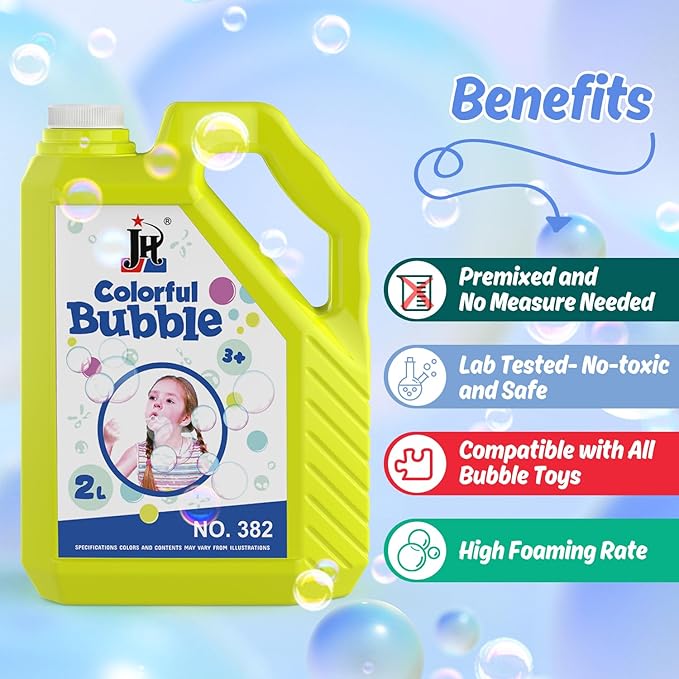 EagleStone Bubble Solution Refill 67 oz, Non-Toxic Pre-Mix Bubble Refill Solution, No Mixing or Measuring Required, Bubbles for Kids, Bulk Bubble Solution, Perfect for Bubble Guns, Machines, and Wands