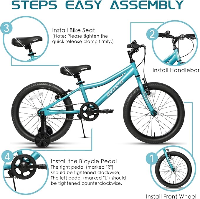 AVASTA Bilbo 18 20 Inch Kids Bike for Boys Girls 5-10 Years Old, Retro Style High Carbon Steel Bicycle with Adjustable Handlebars and Seat, Dual V-Brakes, Kickstand, Multiple Colors