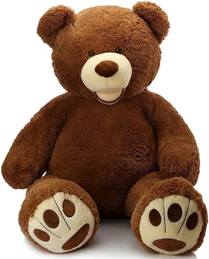 MorisMos Giant Teddy Bear, 39inch Large Stuffed Animals with Big Footprints Plush Stuffed Bears Gift for Kids, Dark Brown