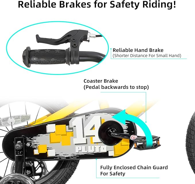 JOYSTAR Pluto 12 14 16 18 20 Inch Kids Bike with Light Up Training Wheels, Kids' Bicycle for Boys Girls Age 3-12 Years, Children Bikes, Multiple Colors