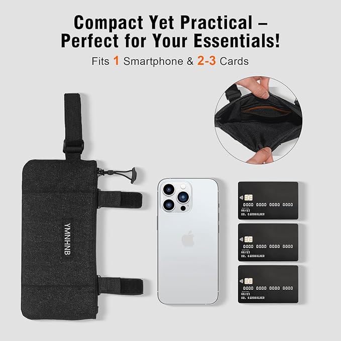 Bike Frame Bag – Water-Resistant Top Tube Bike Bag, Minimalist Bicycle Storage Pouch for Smartphone & Cards, Fits Road & Mountain Bikes