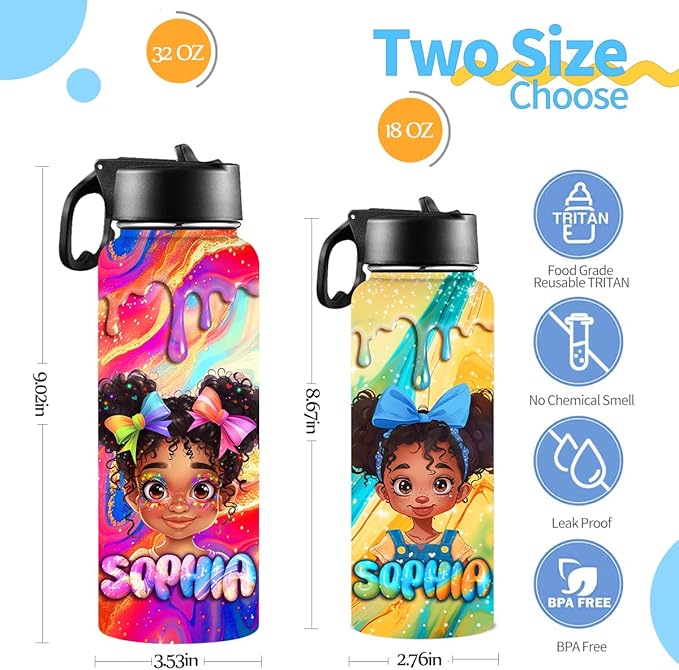 M YESCUSTOM Personalized Water Bottles for Kids with Straw Lid Custom Sports Water Bottle for School Personalized Names Stainless Steel Double Wall Insulated Cup Customized Gifts for Boy Girl Style14