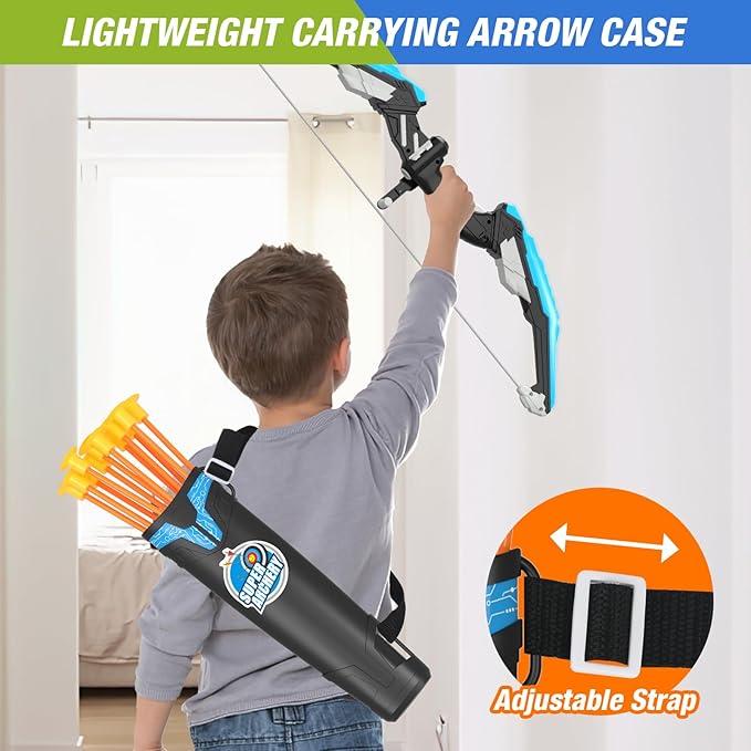 2 Pack Bow and Arrow for Kids, LED Light Up Archery Set with 24 Suction Cup Arrows, 1 Standing Target, 6 Score Targets & 2 Quiver, Indoor Outdoor Sport Gifts for Boys Girls Ages 4-8