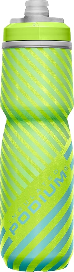 CamelBak Podium Chill Bike Insulated Squeeze Water Bottle Lime/Blue Stripe, 24oz