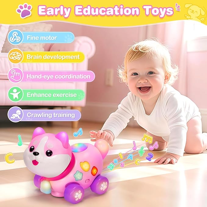 Toys for 1 Year Old Girl Gifts, Baby Toys 6-12-18 Months, Bilingual Educational Learning Toddler Toys, Puppy with Music & Lights, 1st Christmas Birthday Gift for Boys Girls, First Present for Infant