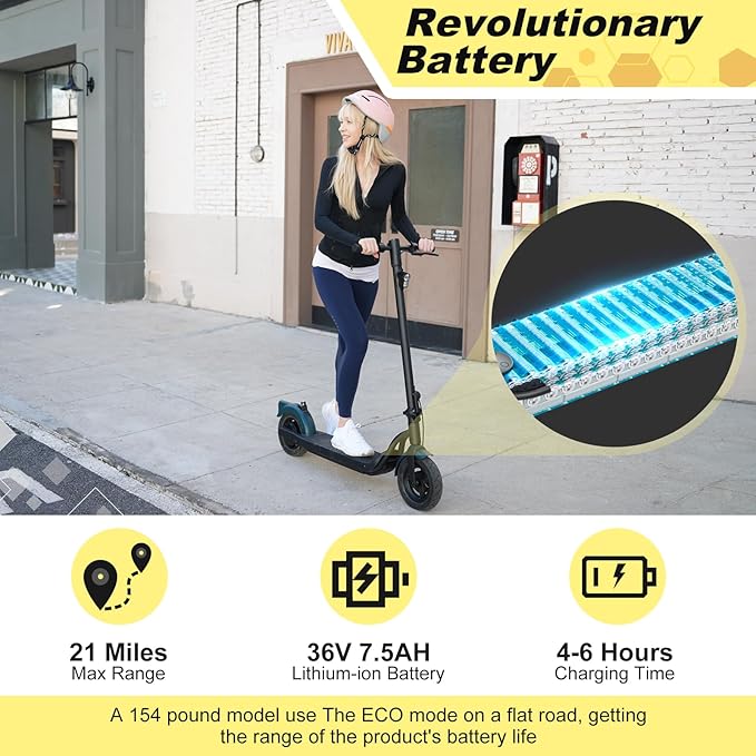 Electric Scooter Adults, Foldable E Scooter for Adults,500W Motor, 19 Mph, 21 Miles, 10" Tires Heavy Duty E-Scooter