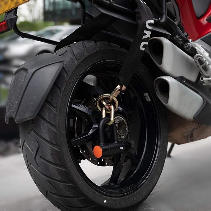 OKG Ultra Security Motorcycle Chain Lock, 4 Keys, 13lbs, 5 ft x 1/2in (12mm) Thick Motorcycle Lock Chain, Heavy Duty Chain Lock, High Security Cut Proof Chain Combo Anti Theft Heavy Duty Small U-Lock