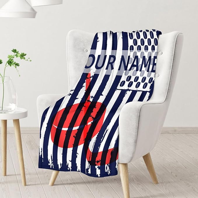 Personalized Kids Blankets for Girls - Hockey Gifts - Custom Boys Blanket for Team Player - 40"x50" Soft Fleece Throws for Couch, Office