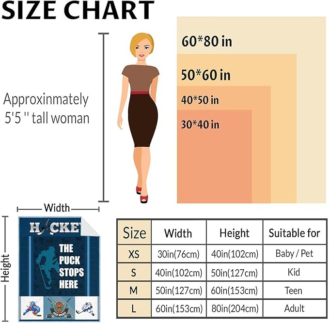 Hockey Gifts - Ice Hockey Blanket for Boys - Kids Throw Blankets for Girls - 30"x40" Soft Plush Throws for Children