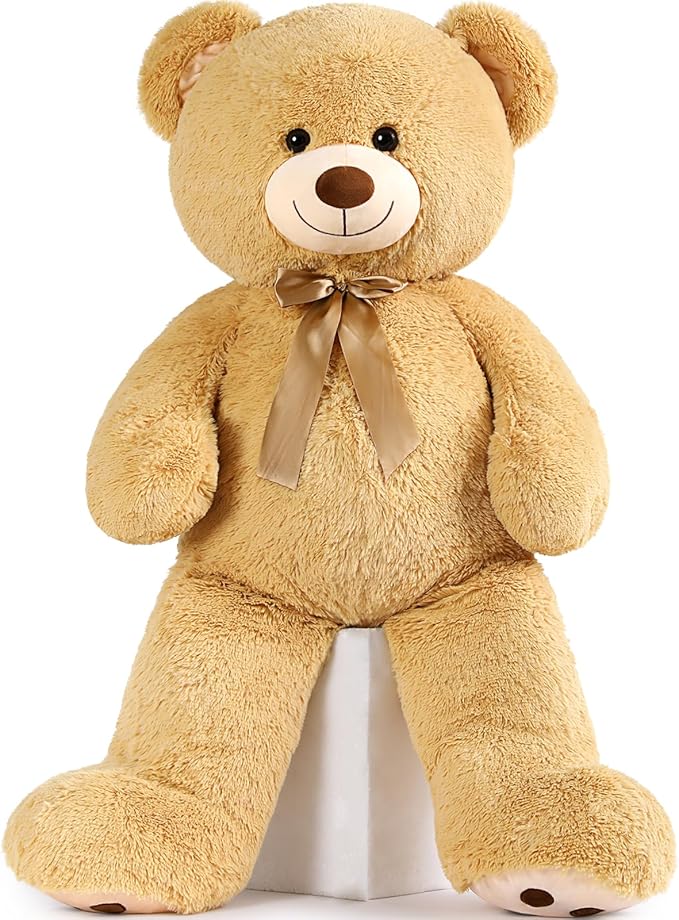 MorisMos 47inch Giant Teddy Bear Stuffed Animal 4ft, Large Teddy Bear Plush, Big Stuffed Bear Gifts for Kids, Girls, Girlfriend, Women on Baby Shower, Valentine, Christmas, Birthday (Light Brown