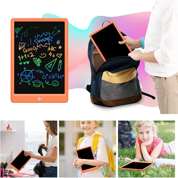 LCD Writing Tablet Doodle Board, Colorful Drawing Pad, Electronic Drawing Tablet, Drawing Pads,Travel Gifts for Kids Ages 3 4 5 6 7 8 Year Old Girls Boys (10.5 inch, Orange&Orange)