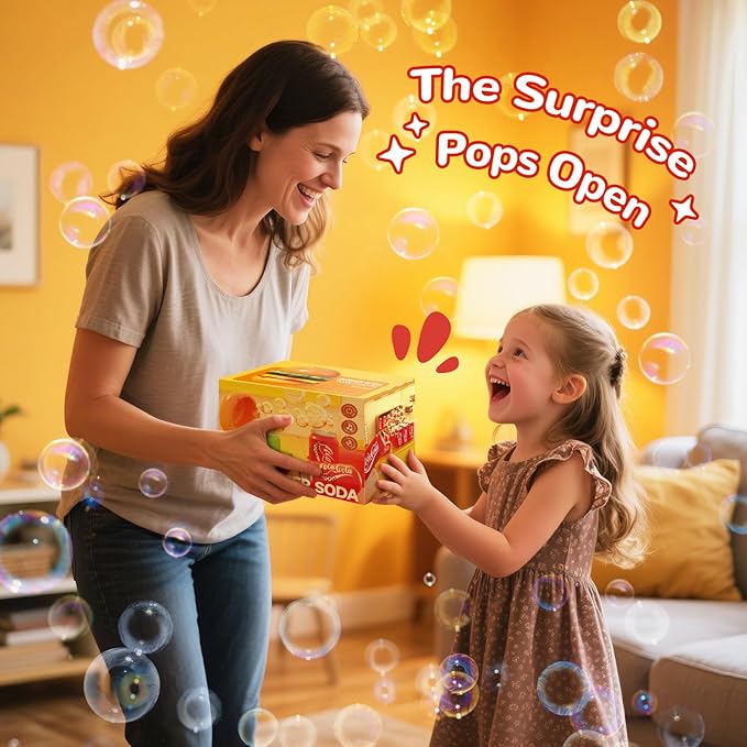 Burger & Cola Bubble Machine Combo W/Bubble Gun, 10 Bubble Solution Packs, Kids Automatic Bubble Blower Toy W/Music & Light, Handheld & Tabletop Bubble Maker, Gift for Birthday, Party Outdoor Fun