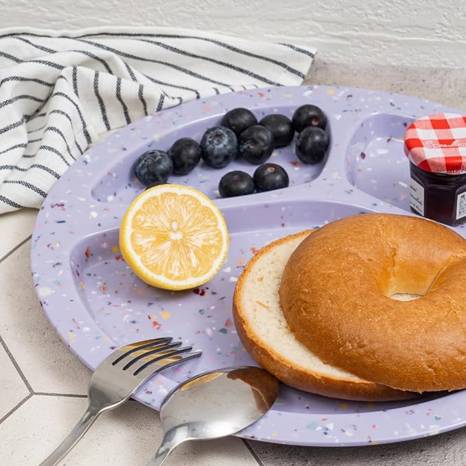 bzyoo 11-Inch Divided Plate Set of 2 – Unbreakable 100% Food Safe Melamine Plate, Dishwasher Safe Portion Control Plate with Dividers for BBQs, Parties