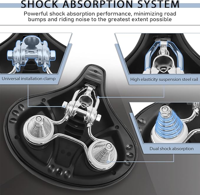 BUCKLOS Bike Seat for Comfort Men Women Wide Bicycle Seats Large Bike Saddle for Ebike Beach Cruiser Peloton Stationary Bike