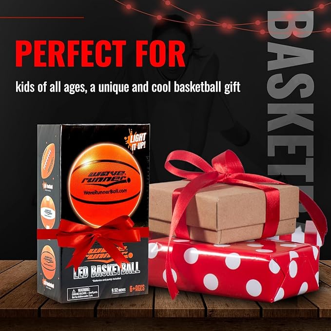 Light Up Basketball - Glow In The Dark Basketball - Teen Boys Gift Ideas For Boys 8-15+ Year Old - Led Basketball Accessories | Cool Outdoor Toys Ages 8 9 10 11 12 13 14 15 - Sports Stuff For Kids