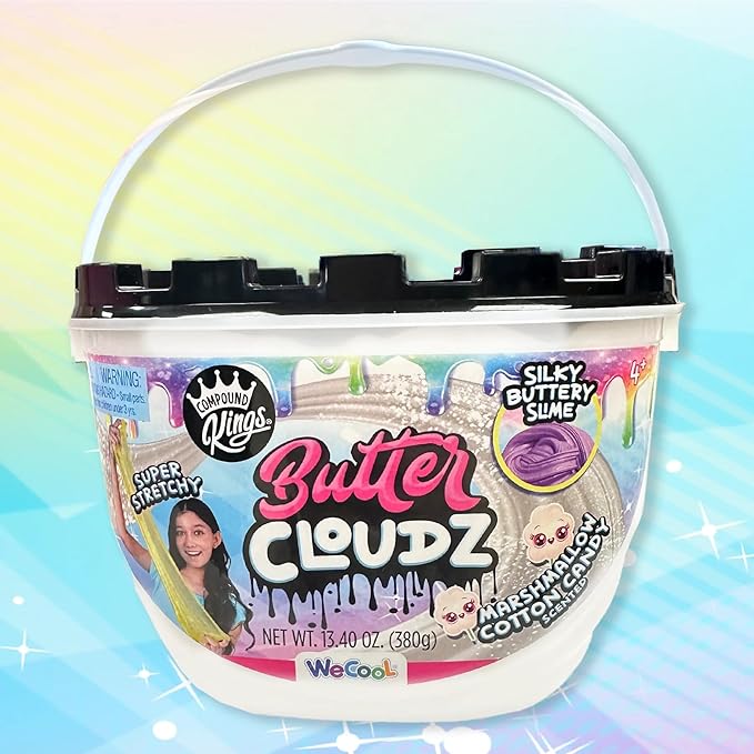 COMPOUND KINGS Fluffy Butter Cloudz Compound Bucket for Girls & Boys | Sensory Toys | Non-Toxic & Non-Sticky | Stress Relieving Tactile | (White Marshmallow)