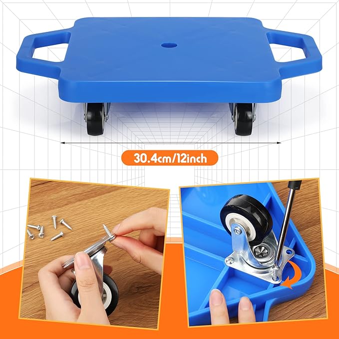 Deekin 12 Pcs Scooter Boards with Handles Bulk for Kids, Plastic Floor Sitting Scooter for Kids Children Gym Indoor Outdoor Activities Play and Daycare Supplies (Colorful)