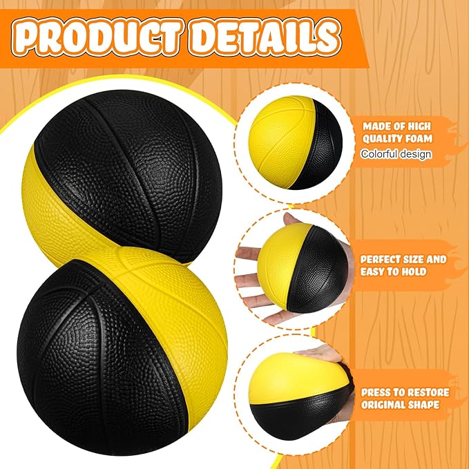 6 Pcs Foam Mini Basketball 4 Inch Mini Hoop Ball Small Squeeze Stress Balls Soft Quiet Bouncy Ball Foam Basketball for Indoor Outdoor Sport Theme Party Game Gifts