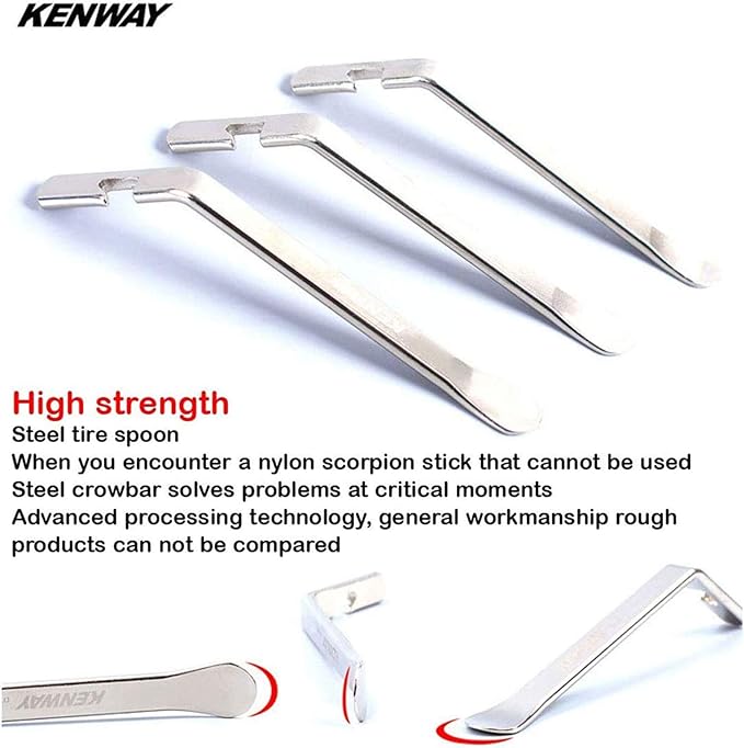Bicycle Tire Lever Tyre Spoon Changing Tool, Stainless Steel Portable Bike Tire Levers to Repair Bike Tube, Set of 3