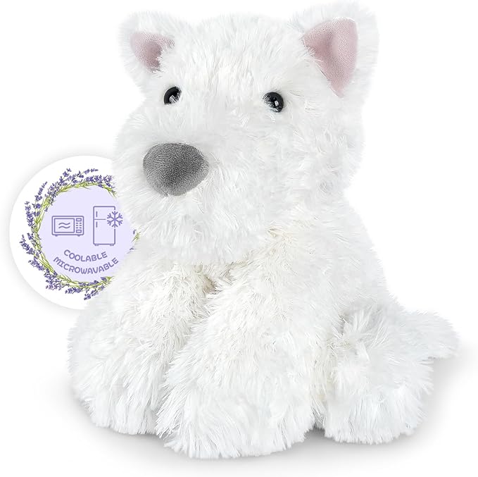 Coolable & Heatable West Highland White Terrier Dog Stuffed Animals for Kids & Adult, Westie Puppy Plush Toys Microwavable Heating Pad for Soothing & Period, Lavender Plushies for Anxiety