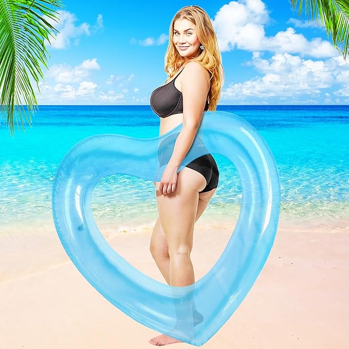 ZHUYNXIR Heart Swimming Pool Float Loungers Tube, Water Fun Beach Party Toys for Kids，Birthday Scene Layout Props.