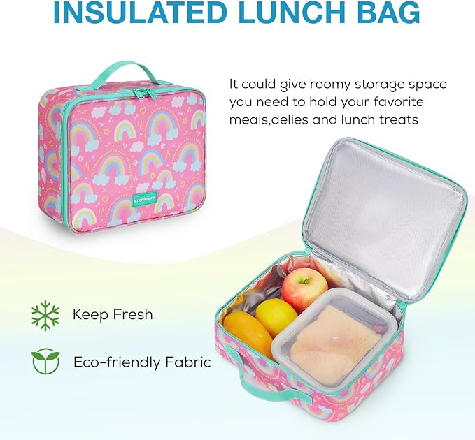 mommore Kids Backpack for Boys Girls Preschool Kindergarten Backpacks Lightweight Elementary School Bookbag with Lunch Box