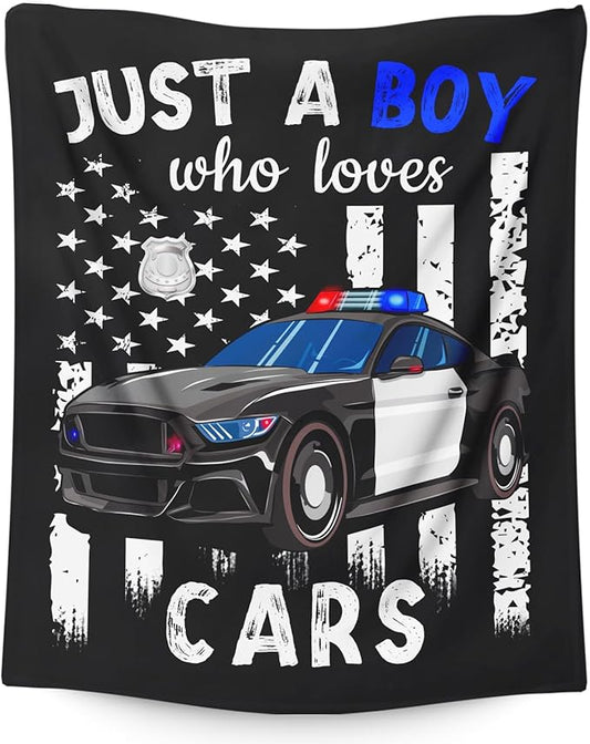 Car Blanket for Boys - 30x40 Inches Cute Throw Blanket Gifts for Kids Cars Lovers - Black Soft Fuzzy Car Blankets for Sofa Couch Bed - Car Stuff Decor for Bedroom