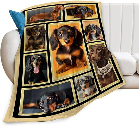 Dachshund Blanket Fleece Soft Warm Plush Cute Wiener Dog Animal Throw Blanket Lightweight Plush Fuzzy Cozy Sausage Dog Blankets for Lover Kids Adult Suitable for Couch Sofa Bed 60"X50"