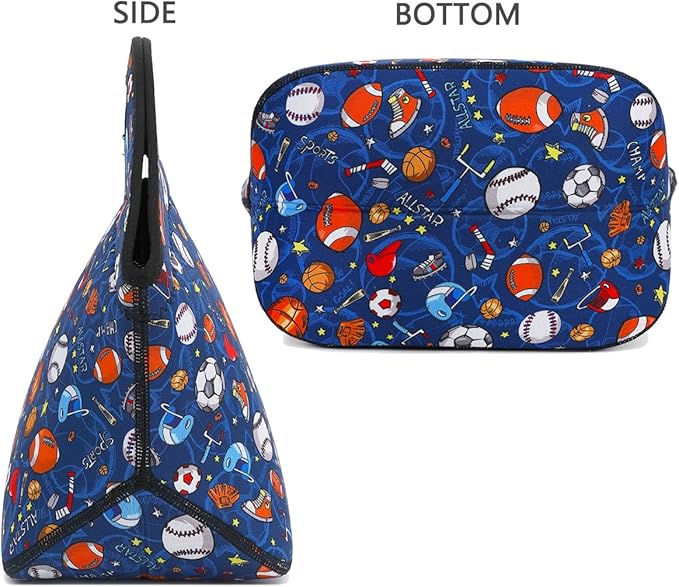 FlowFly Neoprene Kids Lunch box Insulated Soft Bag Mini Cooler Thermal Meal Tote Kit for Boys, Girls,Men,Women,School,Work, Office, FootBall