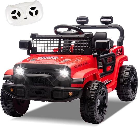 24V Ride On Jeep Car, Toddler Ride On Toys w/Parents Remote Control, 200W Power Motor Electric Car for Kids 2-4 with 4-Wheel Suspension, Bluetooth, Music, 1.86-3.11MPH Adjustable Speed, Red